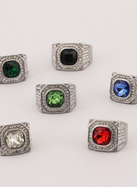 men hiphop rings rhinestone golden silvery swagger rapper