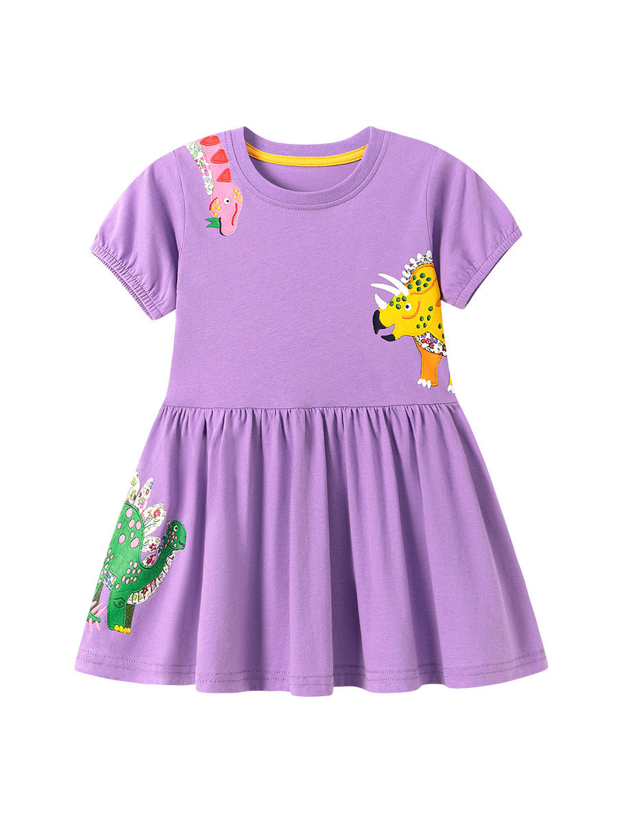 New Summer Girls' Short-Sleeve Dress, Cartoon Kids' Dress, Baby Dress
