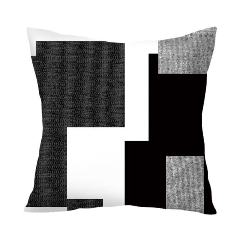 Amazon New Contrast Color Pillow Geometry Splicing Black Pillow Case Living Room Sofa Pillow Car Pillow Case
