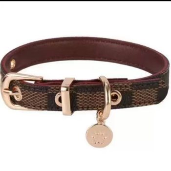 Chao brand presbyopic leather pet collar Teddy Schnauzer dog neck cool cute pet cat necklace factory wholesale