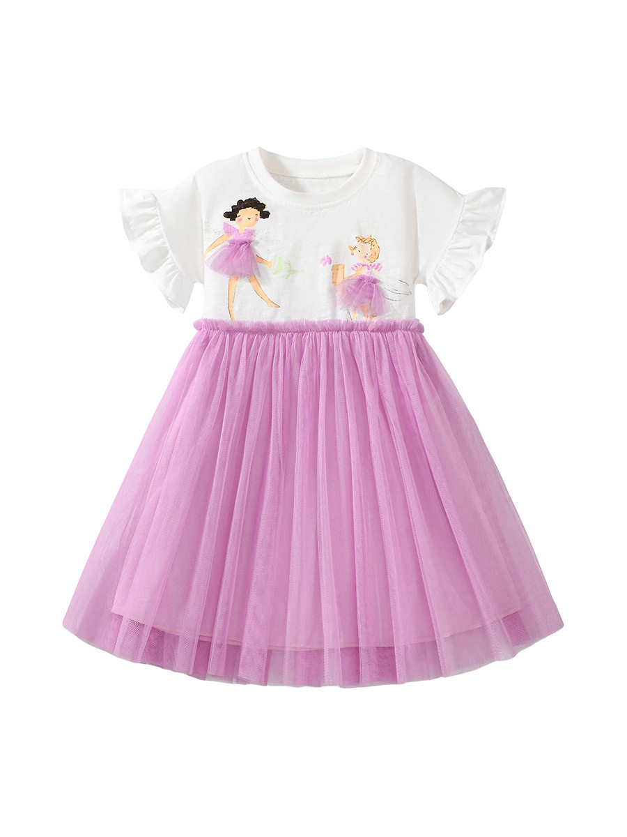 New Sweet Girls' Princess Dress, Cute Tulle Kids' Skirt, Summer Short-sleeve Dress