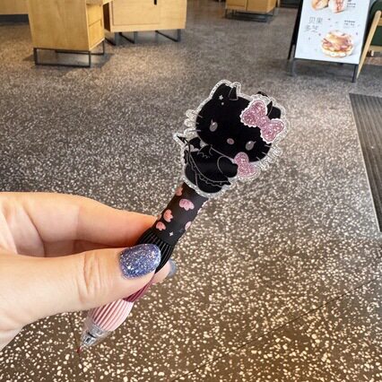 可爱KT猫黑笔按动式ins学生闺蜜挂件限定圆珠笔高颜值可爱少女心