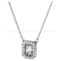 Sugar cube sparkling white diamond necklace