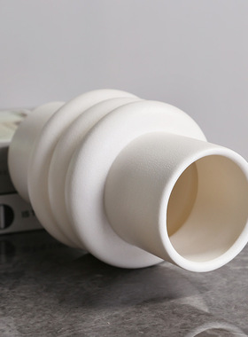 轻奢陶瓷花组合ins风创意白色素烧工艺品家居装饰摆件水培花花瓶