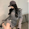 Twist Knitted Sweater Set 2024 Lazy Style Thickened Skirt Women's Slim Long Sleeve High Waist Hip Skirt Two-Piece Set