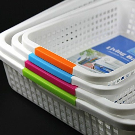 Large, Medium and Small Plastic Basket Storage Basket Rectangular Vegetable Washing Basket Toy Sundries White Storage Basket