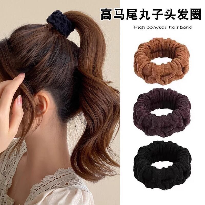 High Ponytail Head Rope Thick Hair Tie Black High Elasticity Durable Ball Hair Rope 2023 New Rubber Band
