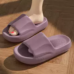 Thick Bottom Slip-on Slippers for Women Summer Couples Outer Wear Home Soft Bottom Non-slip Comfortable Bathroom Bathing Slippers