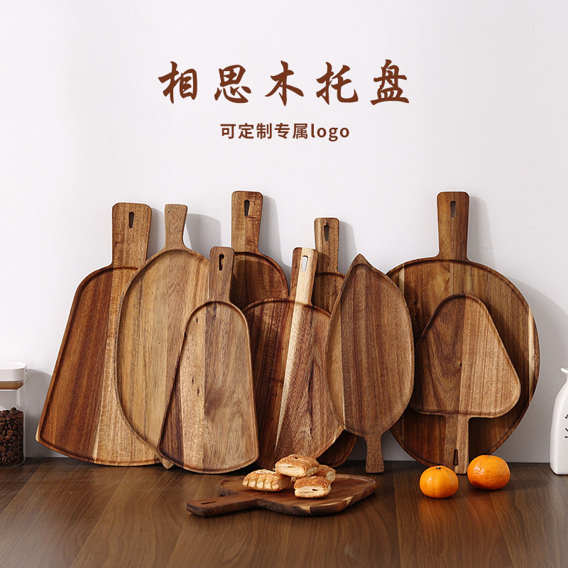 Cross-border Acacia Wood Pizza Plate Commercial Wooden Steak Sushi Barbecue Bread Solid Wood Tray Tableware Western Food Plate