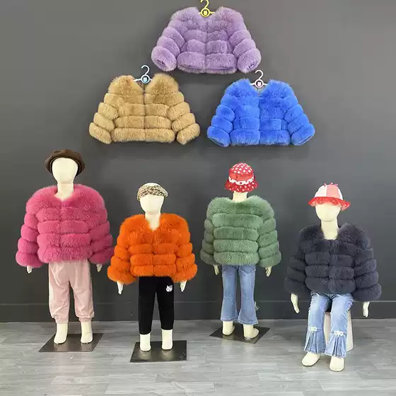 European and American faux fox fur coat children's fur coat stitching warm thickened fur children's clothing winter coat