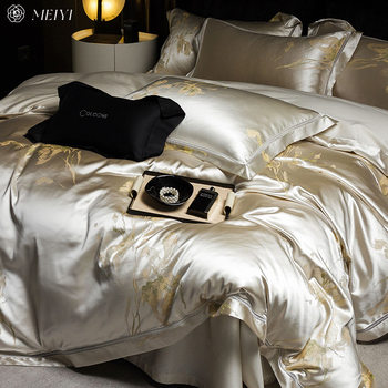 European-style high-precision brocade bed four-piece cotton 100S light luxury bed sheet quilt cover for naked sleeping high-grade cotton bedding