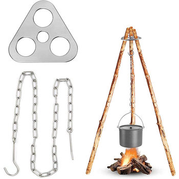 Bonfire Pot Hanging Pot Outdoor Camping Tripod Portable Fire Hob Tripod Camping Chai Fire Cookware Hanger