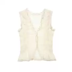 Taop&Za Women's Clothing 2026 Spring New Style High-End V-Neck Ruffled Lace Buttoned Shirt 3067036
