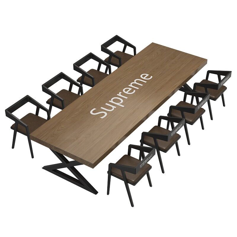 工业风实木餐桌简约咖啡厅奶茶店桌椅组合酒吧办公室会议桌长条桌