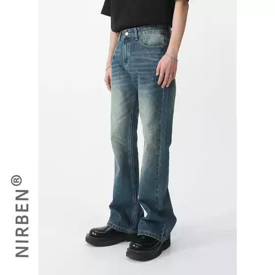 nirben denim | New Korean fashion personality straight tube micro horn jeans men