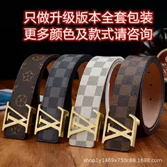 26 New Models of m Lv Belts for Men and Women, Cowhide Leather Belts, Plaid Full Leather Belts, Double-Sided Genuine Leather Belts