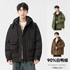 Workwear Design down Jacket Men's Winter Loose Warm Fake Two-Piece Stereo Bag 85 White Duck down Hooded down Jacket
