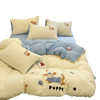 Ins New Towel Embroidered Cartoon Bedding Four-Piece Set Washed Cotton Quilt Cover Student Dormitory Bed Bed Sheets Three-Piece Set 4