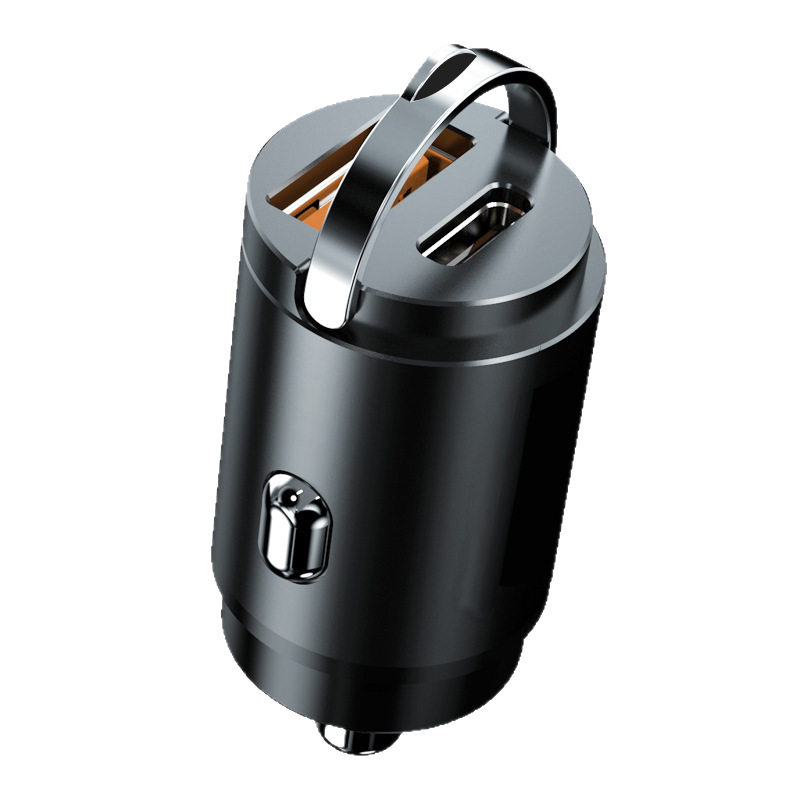 Car charger PD30W super fast charging hidden mini pull ring car charger 120W flash charging converter plug