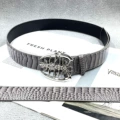 [gray] motorcycle punk style crocodile pattern belt