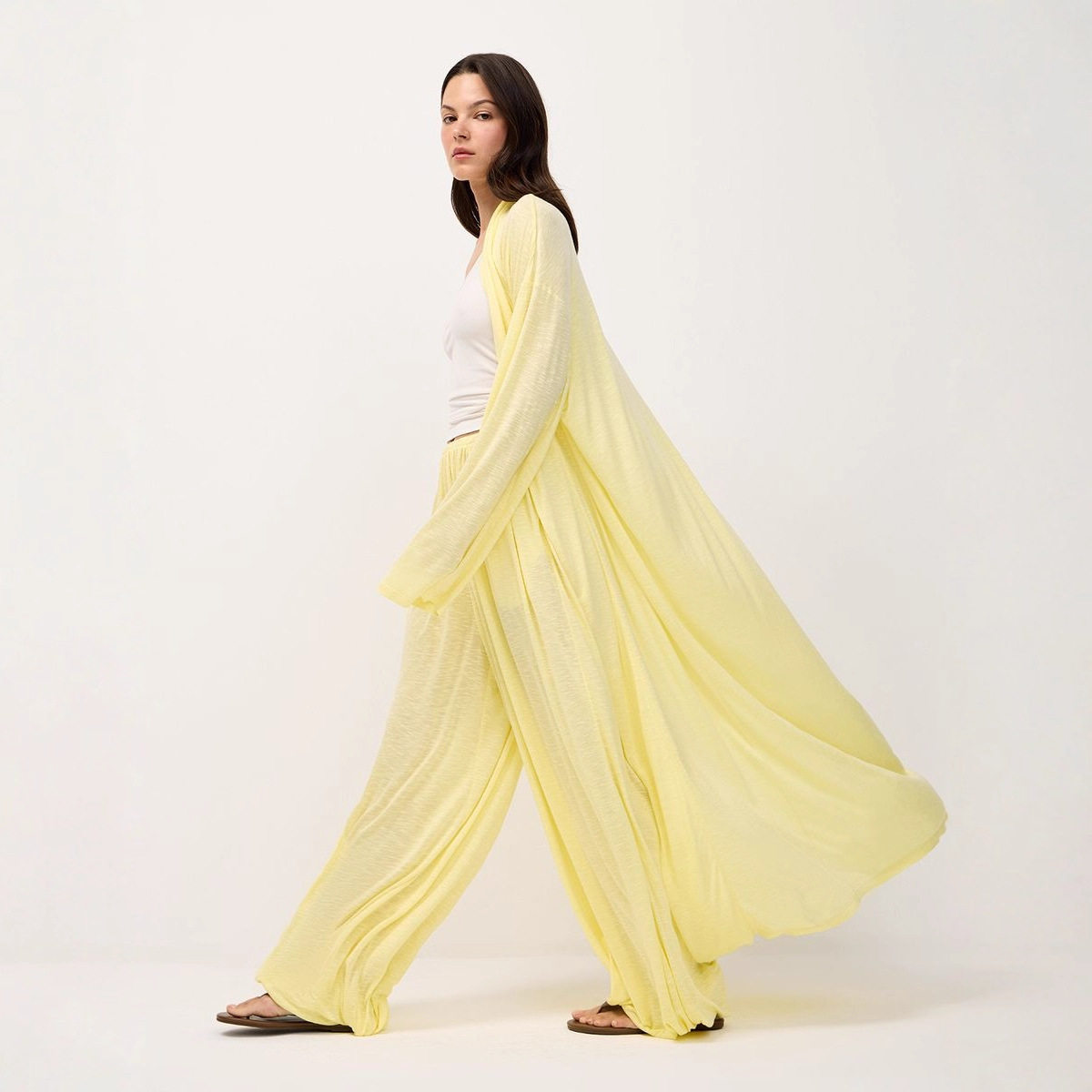 Chic Oversized Sheer Cardigan and Mini Skirt Set Relaxed Fit Long Pants Casual Style Perfect for Spring and Summer