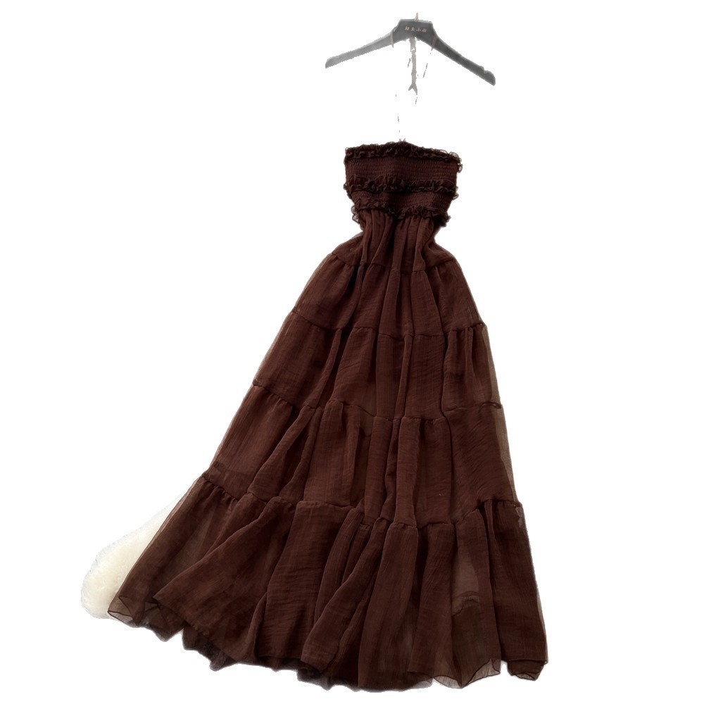 Sleeveless High Waisted A Line Dress French Style Flattering Fit Cake Skirt Design Summer Vacation Wear Wholesale