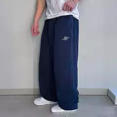 Cross-Couple Wide-Leg Casual Sweatpants with Embroidered Hook Detail