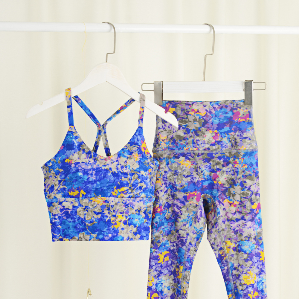 2022New Yoga Set Motion Fitness Pants U.S. Rear Stereotypes Anti- Underwear Monet Printing Net Red Bra  2022新款瑜伽套装运动健身裤美背定型防下垂内衣莫奈印花网红文胸 2022New Yoga Set Motion Fitness Pants U.S. Rear Stereotypes Anti- Underwear Monet Printing Net Red Bra 