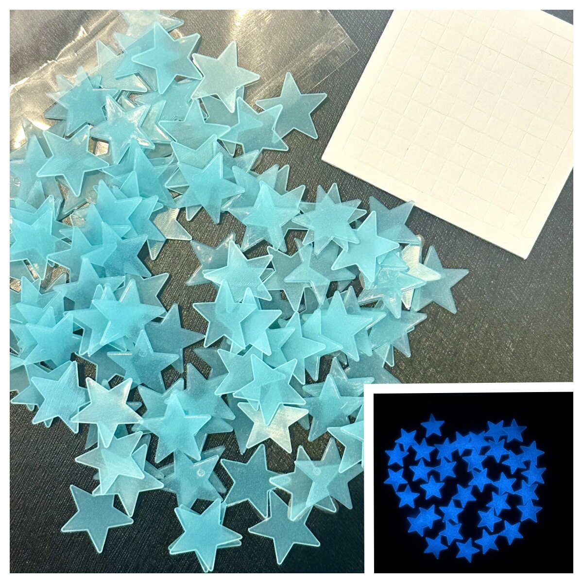 2-3cm夜光星星墙贴装饰荧光五角星跨境彩色发光门窗贴立体冰箱贴