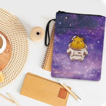 Temu Hot-Selling Book Covers with Cartoon Astronaut Capybara Pattern, Minimum Order One Piece, Custom Design and Labeling Available