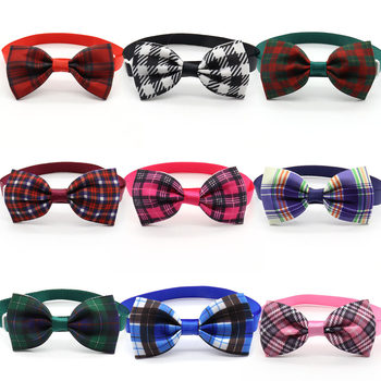New Pet Bow Tie Collar Accessories Plaid Stripesd Dog Bow Tie 9 Colors Cat and Dog Tie in Stock