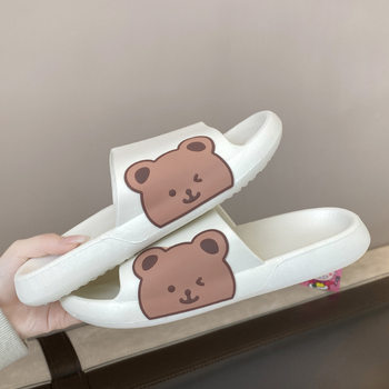 2022 New Girls Indoor Cartoon Side Bear Slippers Shit Slippers Summer Outdoor Thick Bottom Casual Slippers