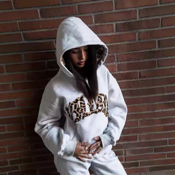 2025 European and American Y2K New Style Leopard Print Letter Embroidery Street Casual Pants Unisex Versatile Hooded Sweatshirt