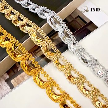 Hollow sequined half moon clothing accessories dance clothes accessories DIY gold and silver silk lace decoration