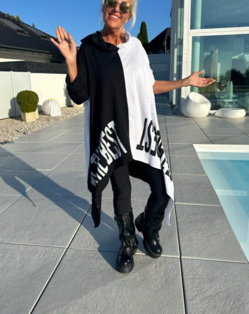 Casual Loose Fit Hooded T Shirt for Women Letter Print Autumn Winter Style Comfortable Everyday Wear Wholesale