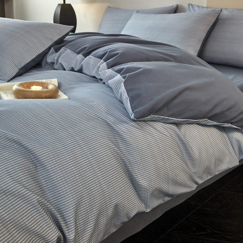 Thickened Brushed Four-Piece Set of Pure Cotton 2025 New Bed Bed Sheetss Simple Quilt Cover Bedding Three-Piece Set