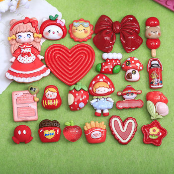 Red resin accessories diy cream glue mobile phone case hair rope material hole shoes buckle refrigerator sticker accessories