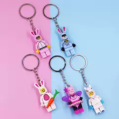 Drawback 2-person Compatible Building Blocks Keychain Unicorn Keychain Pendant Radish Rabbit Back Schoolbag Chain Gift