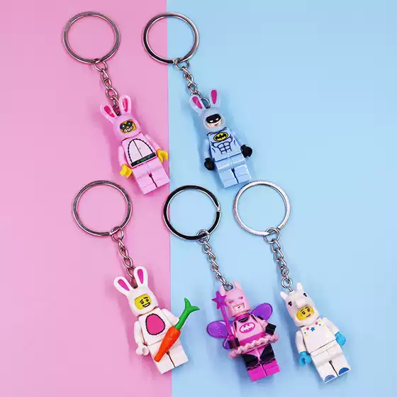 Drawback 2-person Compatible Building Blocks Keychain Unicorn Keychain Pendant Radish Rabbit Back Schoolbag Chain Gift