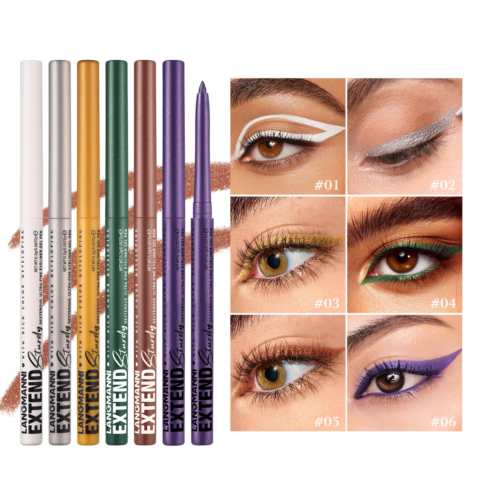 LANGMANNI new 12-color single eyeliner glue pen cross-border for full hosting temu rotating eyeliner pen