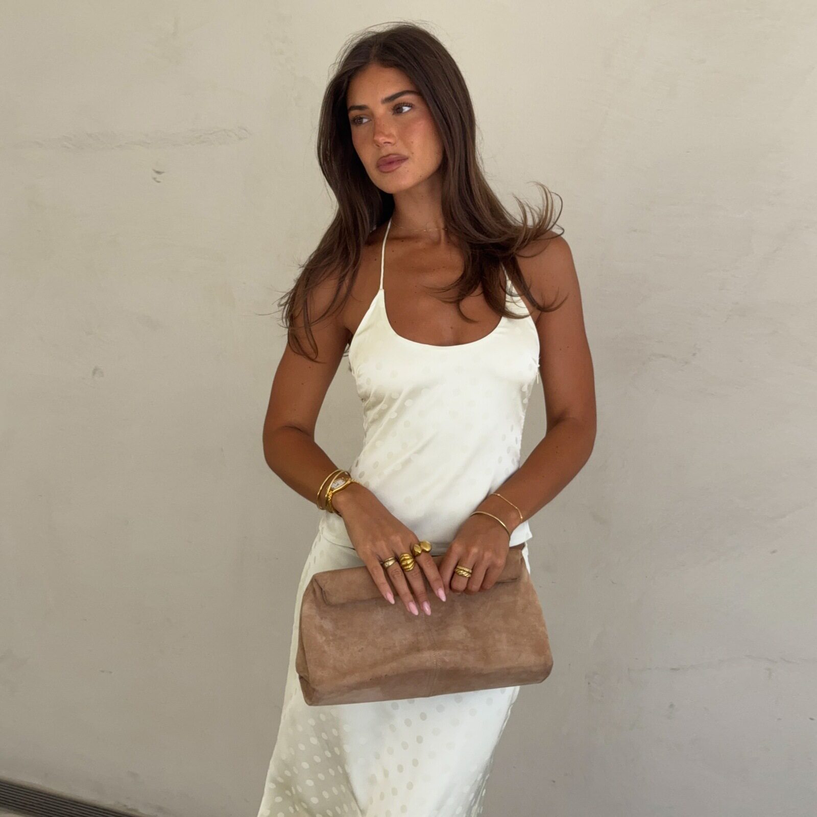Womens Spring Set Sexy Backless U Neck Tank Top Elegant Solid Color Midi Skirt Casual or Evening Wear Wholesale