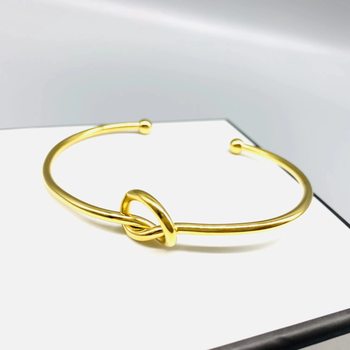 Real Gold electroplated 18K gold bow bracelet personality versatile temperament bracelet simple Net red style titanium steel bracelet