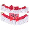 2025 Cross-Border New Festive Red Gemstone Collar Cat Elegant White Lace Collar Dog Collar