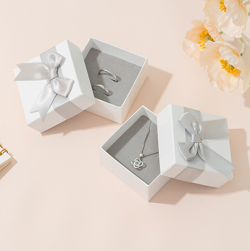 in stock wholesale bow jewelry packaging box ring necklace pendant earrings couple pair ring box jewelry box