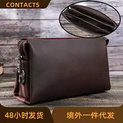Black Angel Factory Supply Casual Genuine Leather Men's Clutch Bag Crazy Horse Leather Men's Storage Bag In Stock Dropshipping