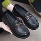 Spring New Mother's Shoes Loafers Korean Style Fashion Slip-On Work Shoes First Layer Cowhide Square Heel Women's Leather Shoes