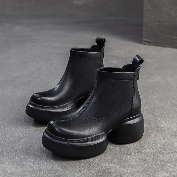 Boot Martin Nữ Da Bò Đế Dày Phong Cách Mới Chiều Cao Đế Khoảng 6cm Màu Đen, Nâu