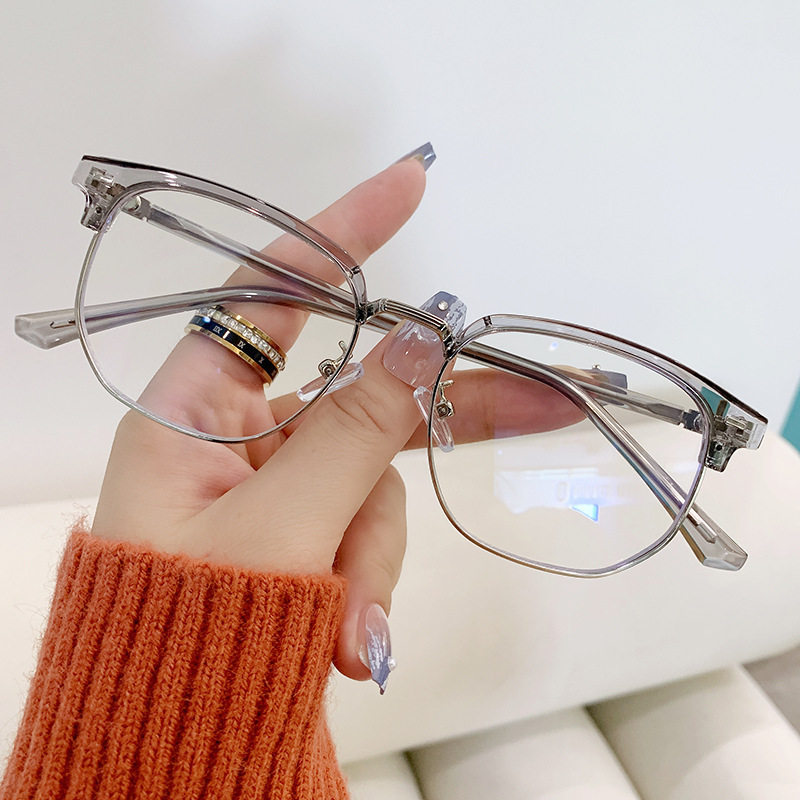 Eyebrow Frame Anti-Blue Light Flat Mirror Retro Women's Glasses Frame Men's Business Casual Trend Science and Engineering Boys' Myopia Glasses