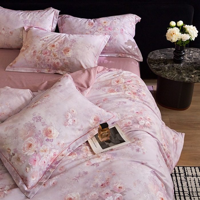 100% Cotton Brushed Four-Piece Set, Factory Pure Cotton Thickened Wedding Celebration Gift Bed Sheet Style Fitted Sheet Style Set