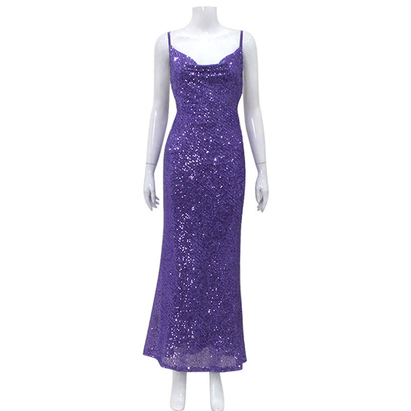 Elegant Mermaid Evening Dress Sexy Low Cut Backless Spaghetti Straps Sequin Detail Perfect for Formal Events